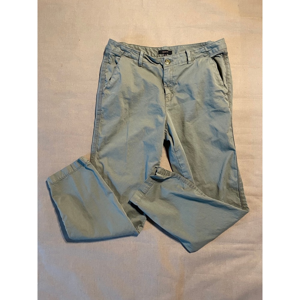 Quince Stretch Cotton Twill Girlfriend Chino Pants Sz 29 27" Inseam Olive Green